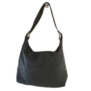 Dooney & Bourke Black Shoulder Bag Purse Handbag DB Logo Canvas Leather Strap